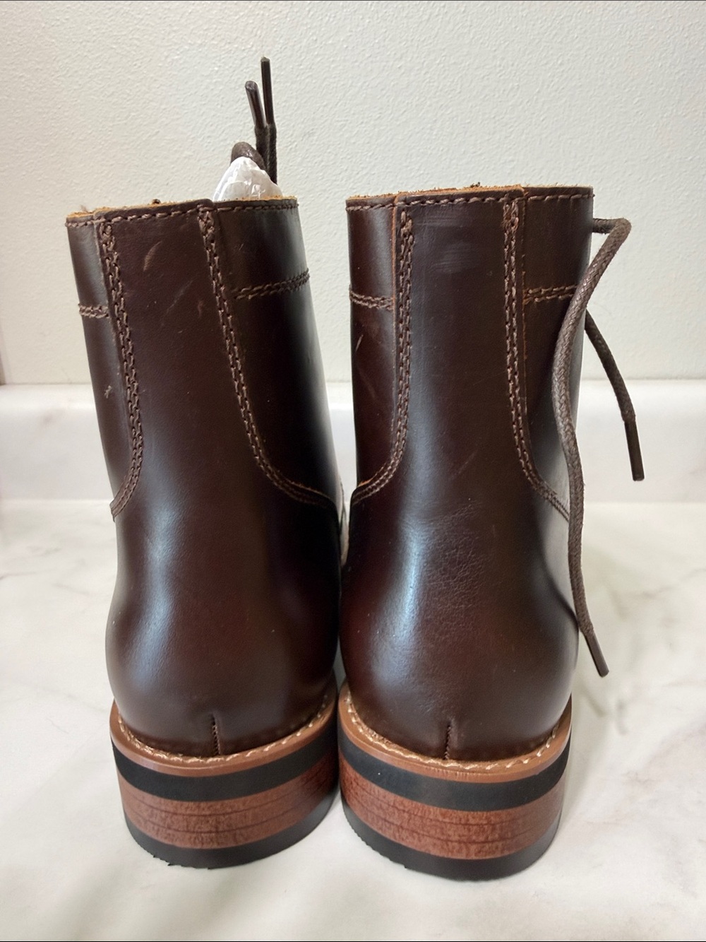 Distressed Leather Cap-Toe Lace-Up Boots - Picture 2 of 4